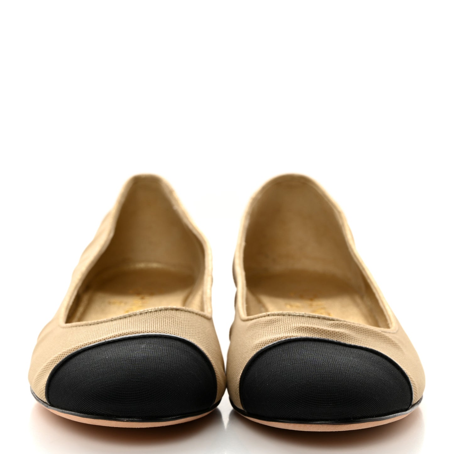 Grosgrain Cap Toe Ballerina Flats 40 Gold Black