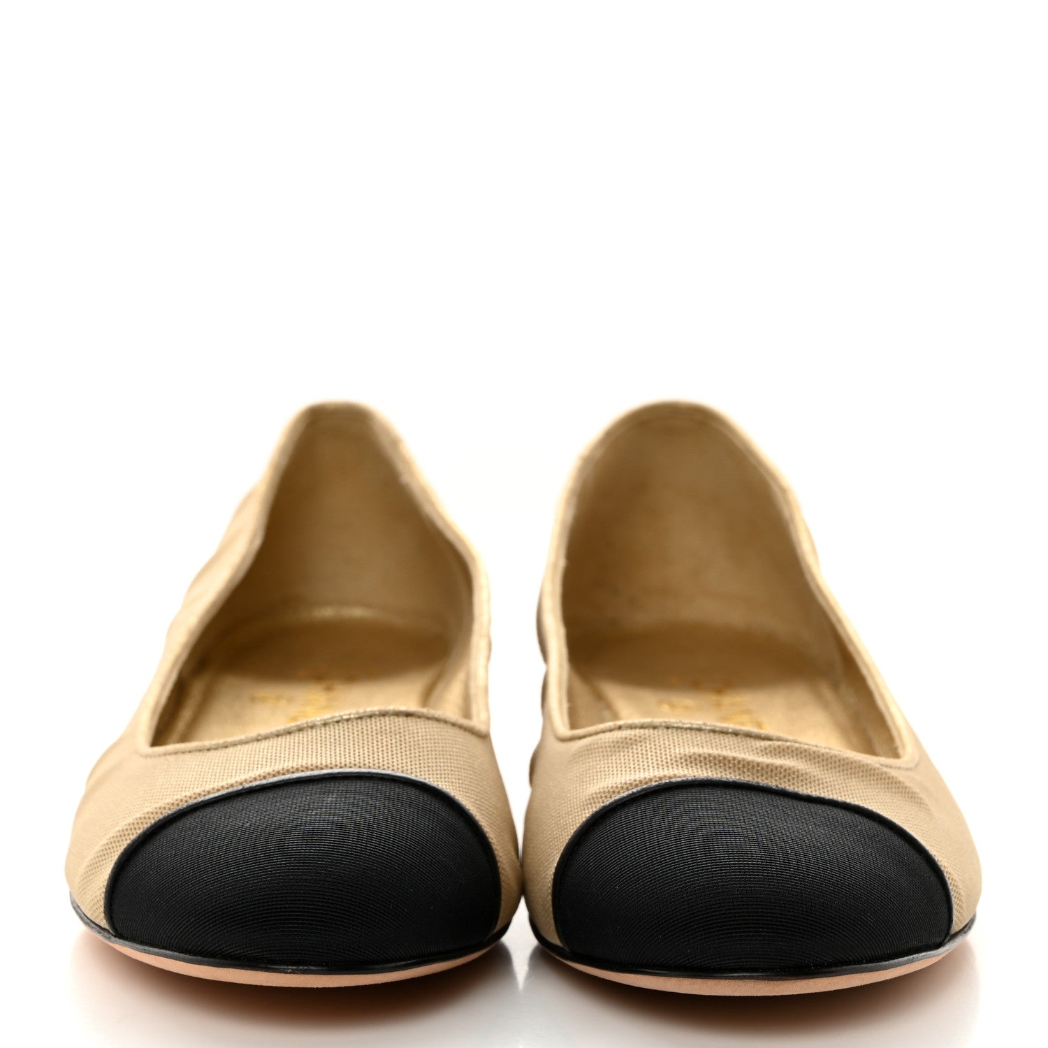 Chanel Grosgrain Cap Toe Ballerina Flats 40 Gold Black 2 of 8