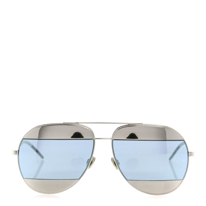 Christian Dior Split 1 Aviator Sunglasses Silver Blue 2 of 8