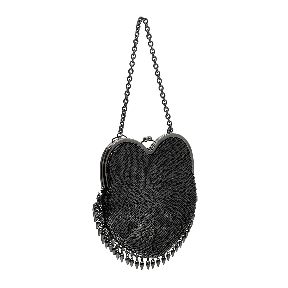 Saint Laurent Satin Mesh Studded Mini Heart Bag Dark Rutenio 2 of 9