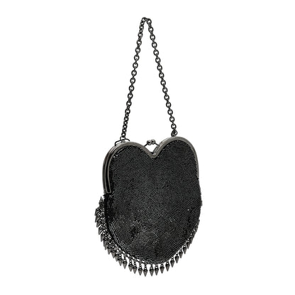 Saint Laurent Satin Mesh Studded Mini Heart Bag Dark Rutenio 2 of 9