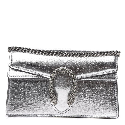 Gucci Metallic Calfskin Super Mini Dionysus Shoulder Bag Silver 1 of 8