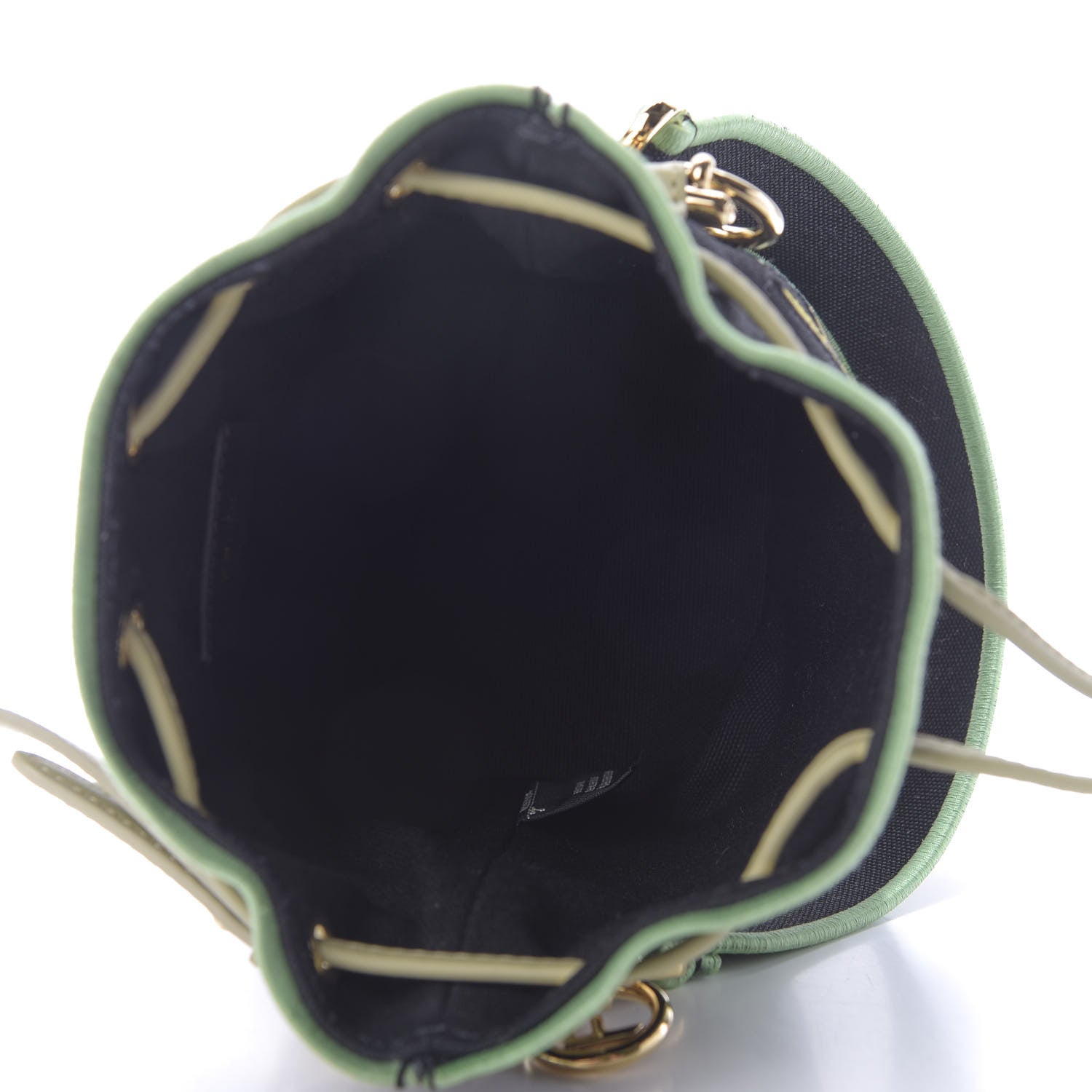 Fendi Canvas Vitello Century F is Fendi Psychedelic Flowers Embroidered Mini Mon Tresor Bucket Bag Verde Mandorlo Multicolor 5 of 9