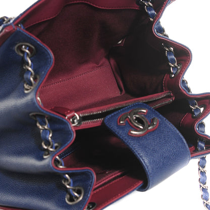 Chanel Grained Calfskin Quilted CC Accordion Small Tote Blue 7 of 10
