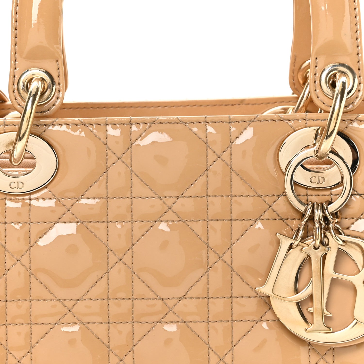 Christian Dior Patent Cannage Medium Lady Dior Beige 8 of 10