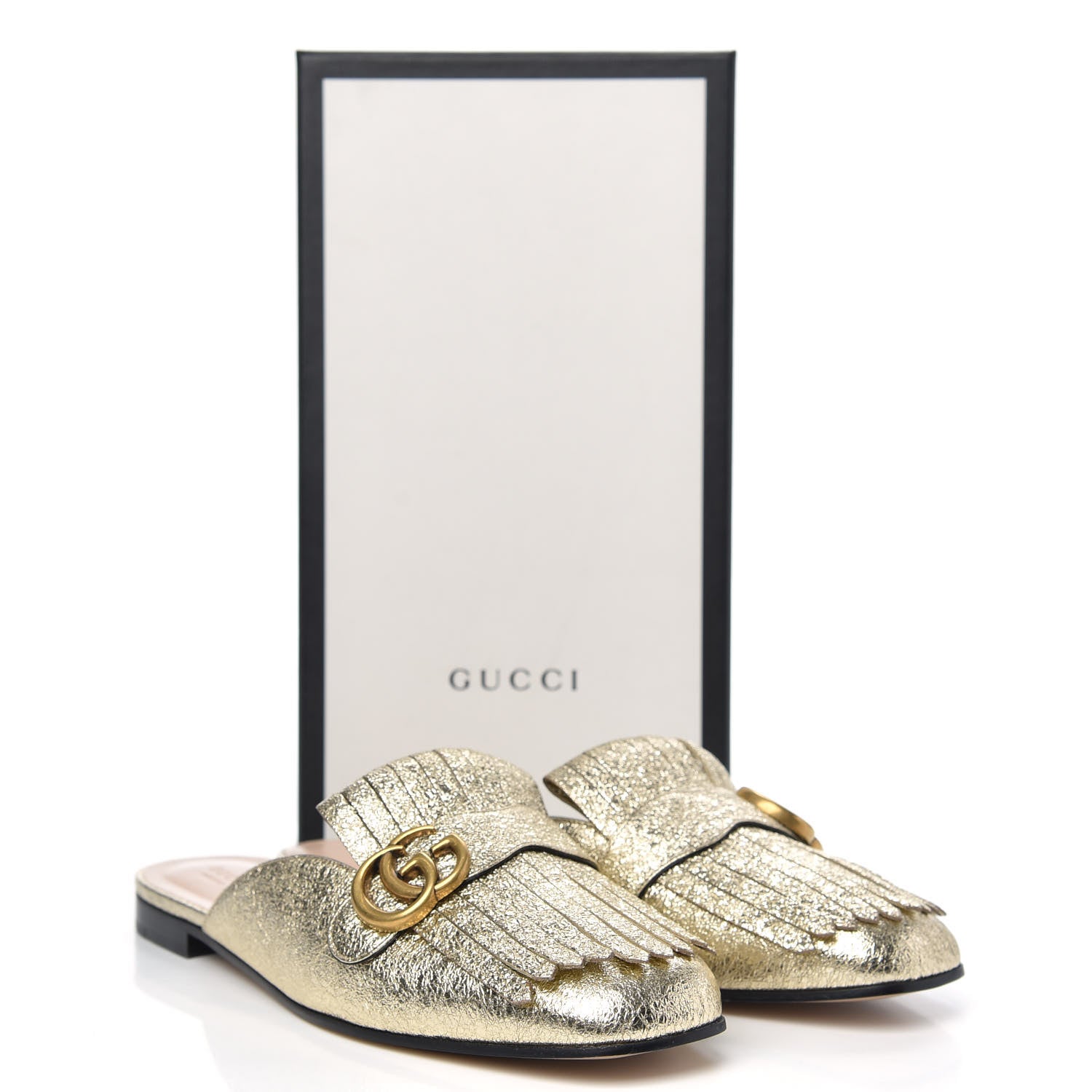 Gucci Galassia Womens GG Marmont Fringe Slippers 42 Platino 8 of 8