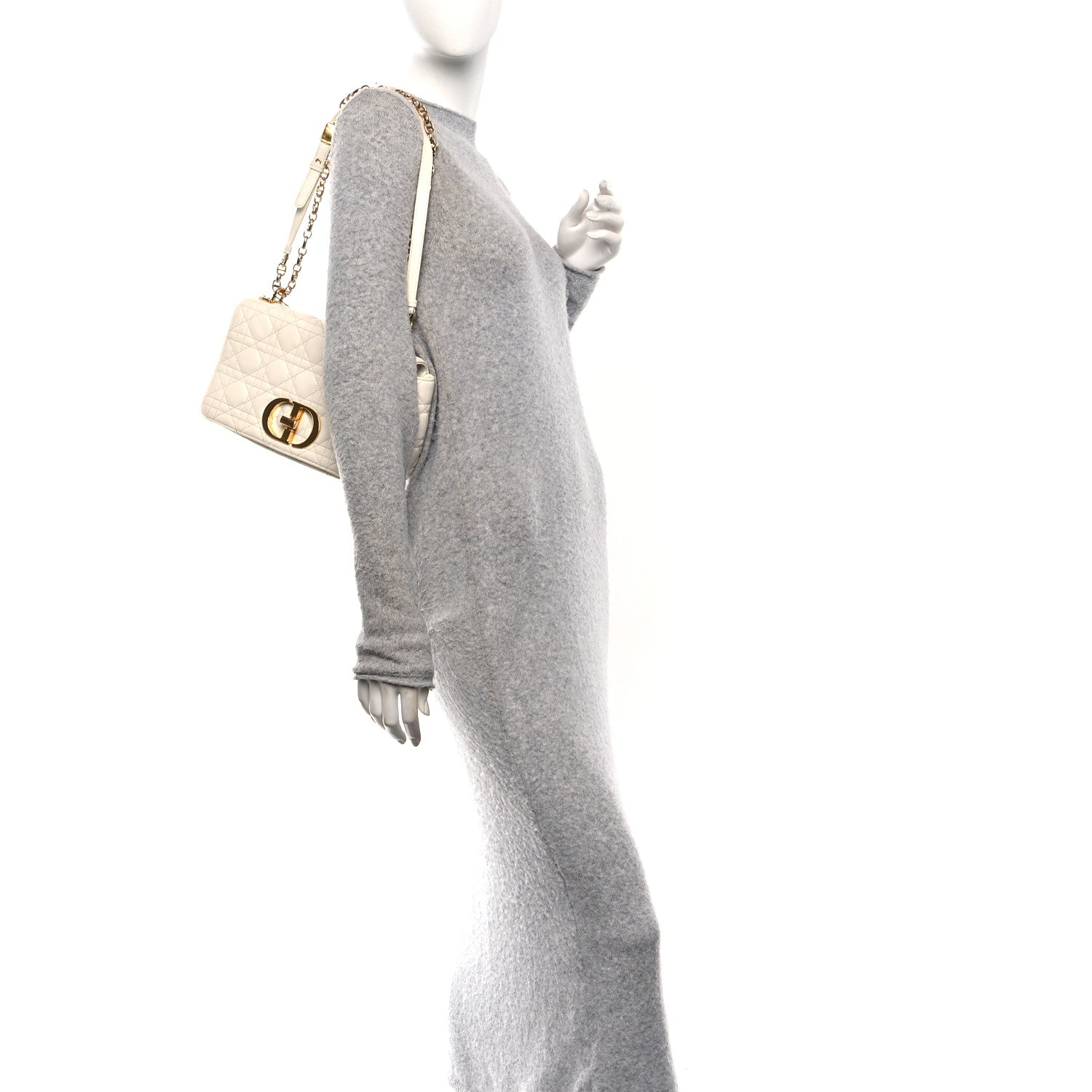 Christian Dior Supple Calfskin Cannage Medium Caro Bag Ivory 2 of 10