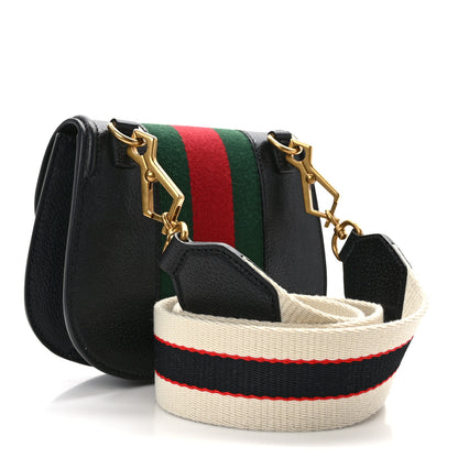 Gucci Calfskin Web Crystal Butterfly Stripe Small Totem Shoulder Bag Black 3 of 12