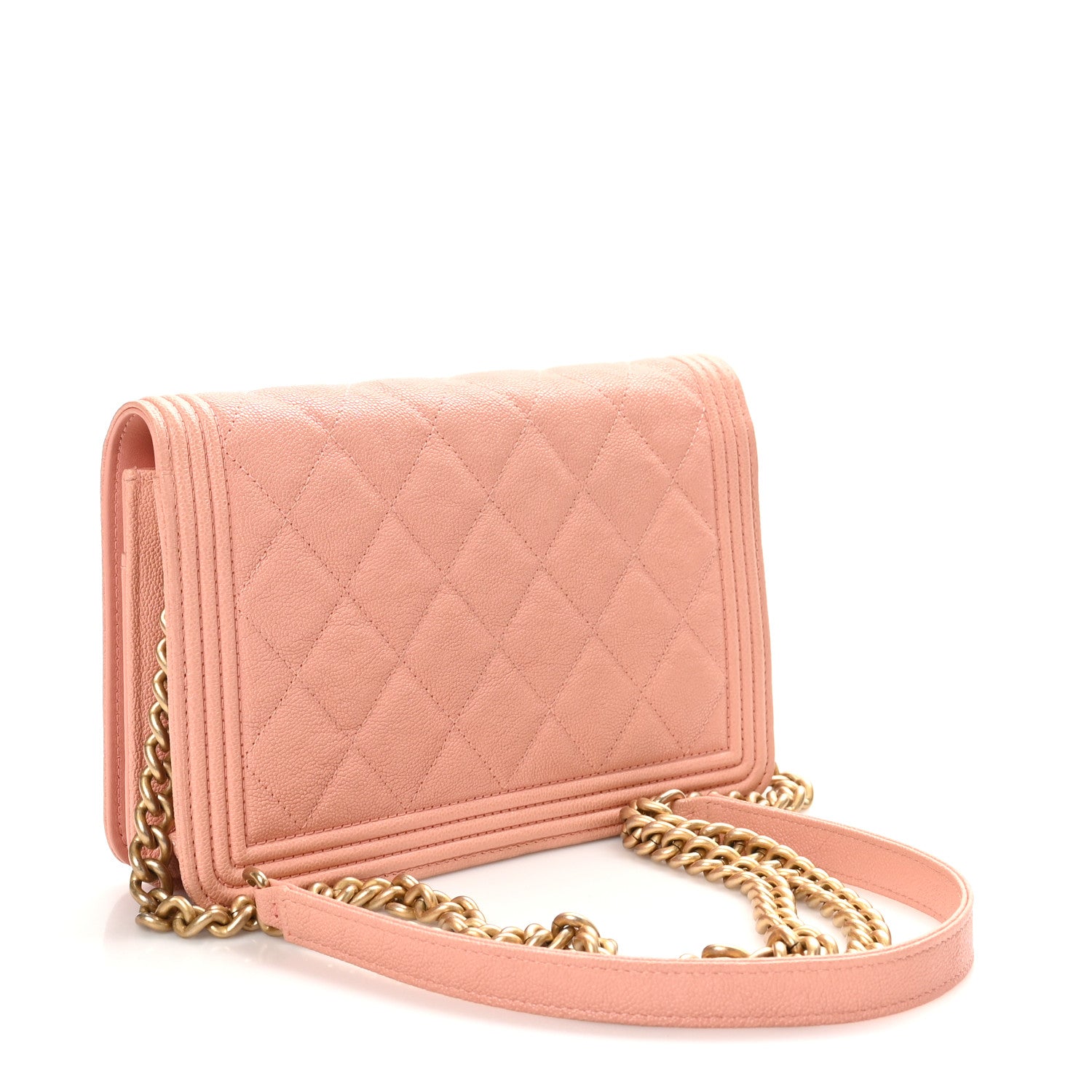 Chanel Caviar Quilted Boy Wallet On Chain WOC Pink 2 of 11