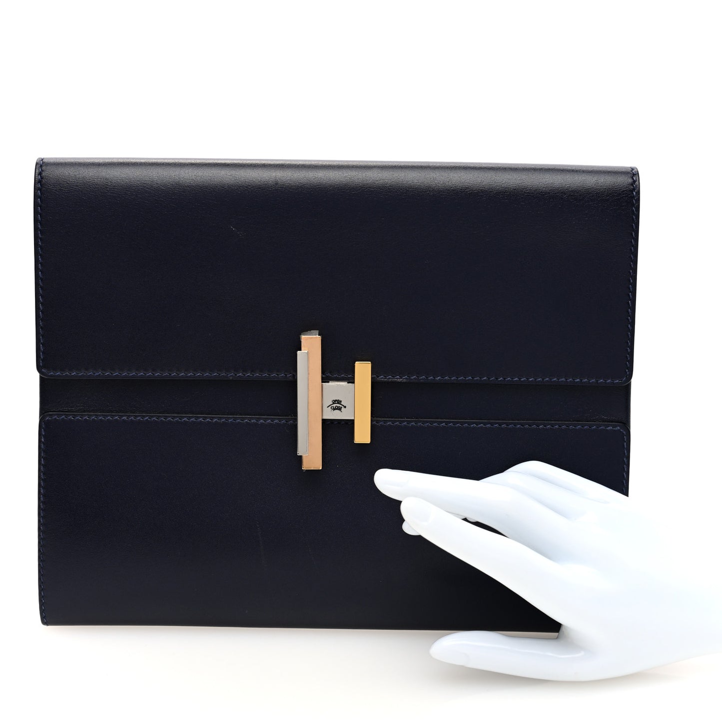 Villandry Calfskin  Cinhetic Clutch  Bleu Nuit