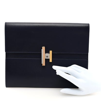 Hermes Villandry Calfskin  Cinhetic Clutch  Bleu Nuit 2 of 7