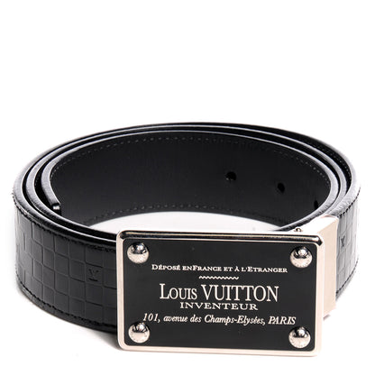 Louis Vuitton Calfskin Damier Embossed Inventeur Reversible Belt 95 38 1 of 5