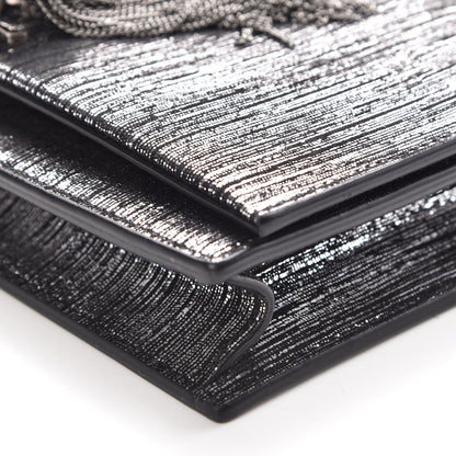 Saint Laurent Metallic Suede Classic Monogram Kate Tassel Chain Wallet Black Silver 6 of 9