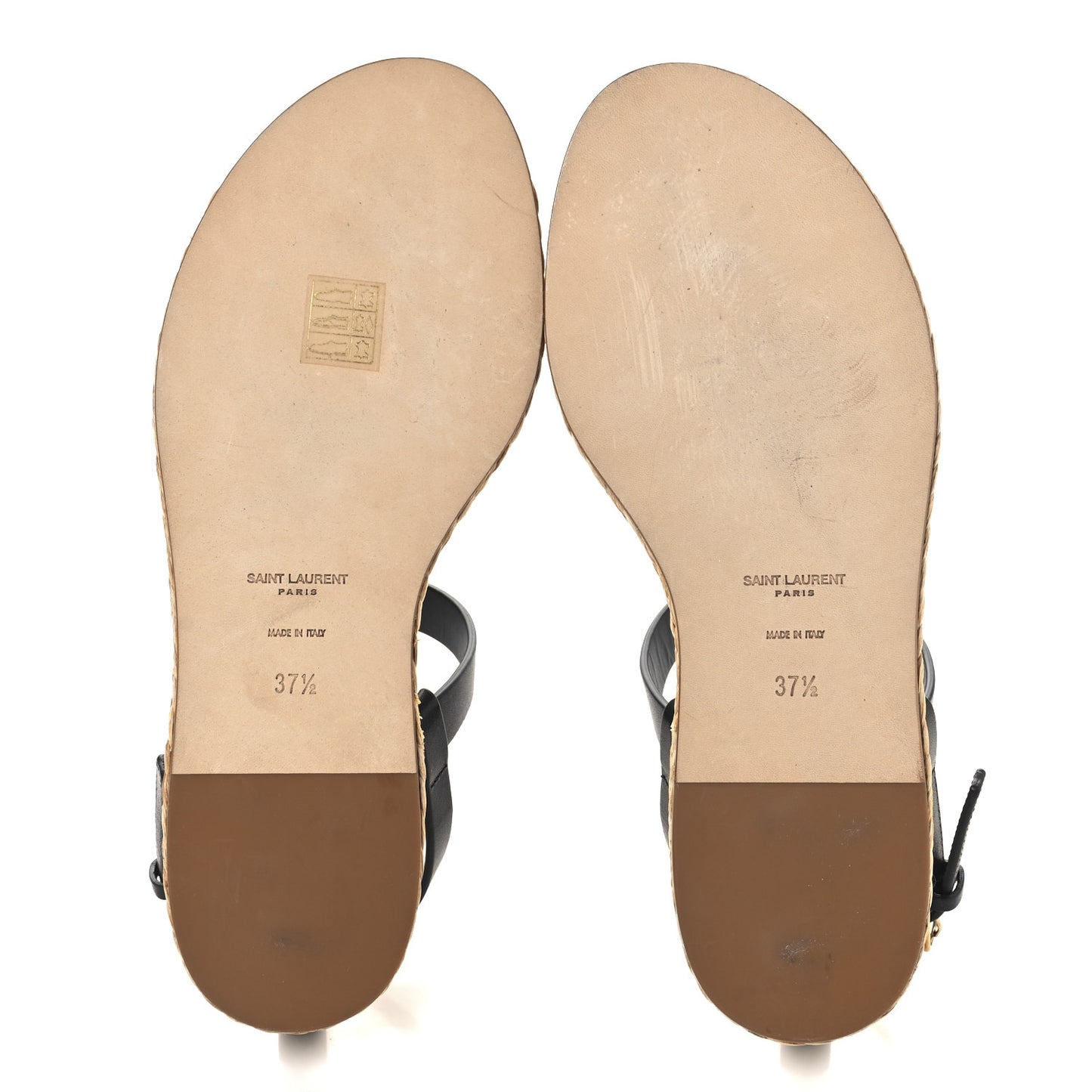 Calfskin Raffia Cassandra Monogram Sandals 37.5 Black
