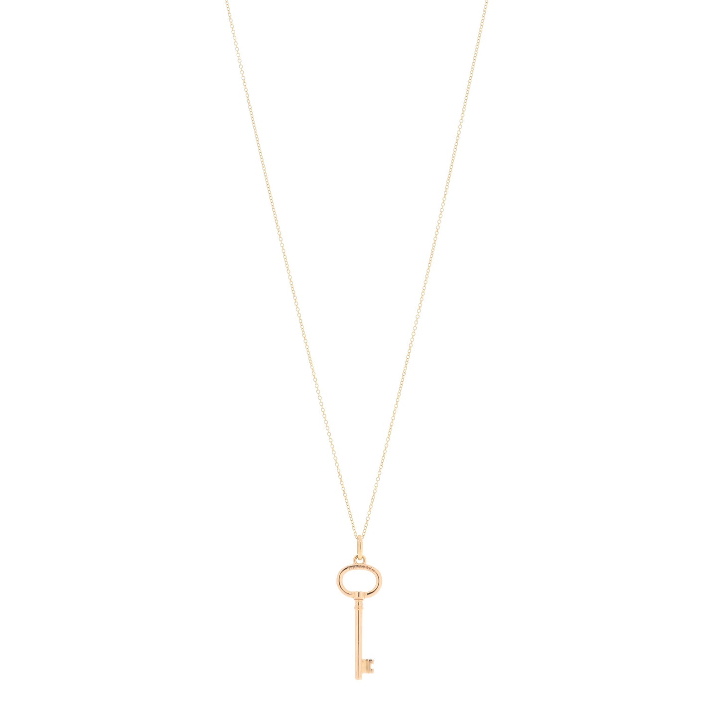 18K Rose Gold Small Oval Key Pendant Necklace