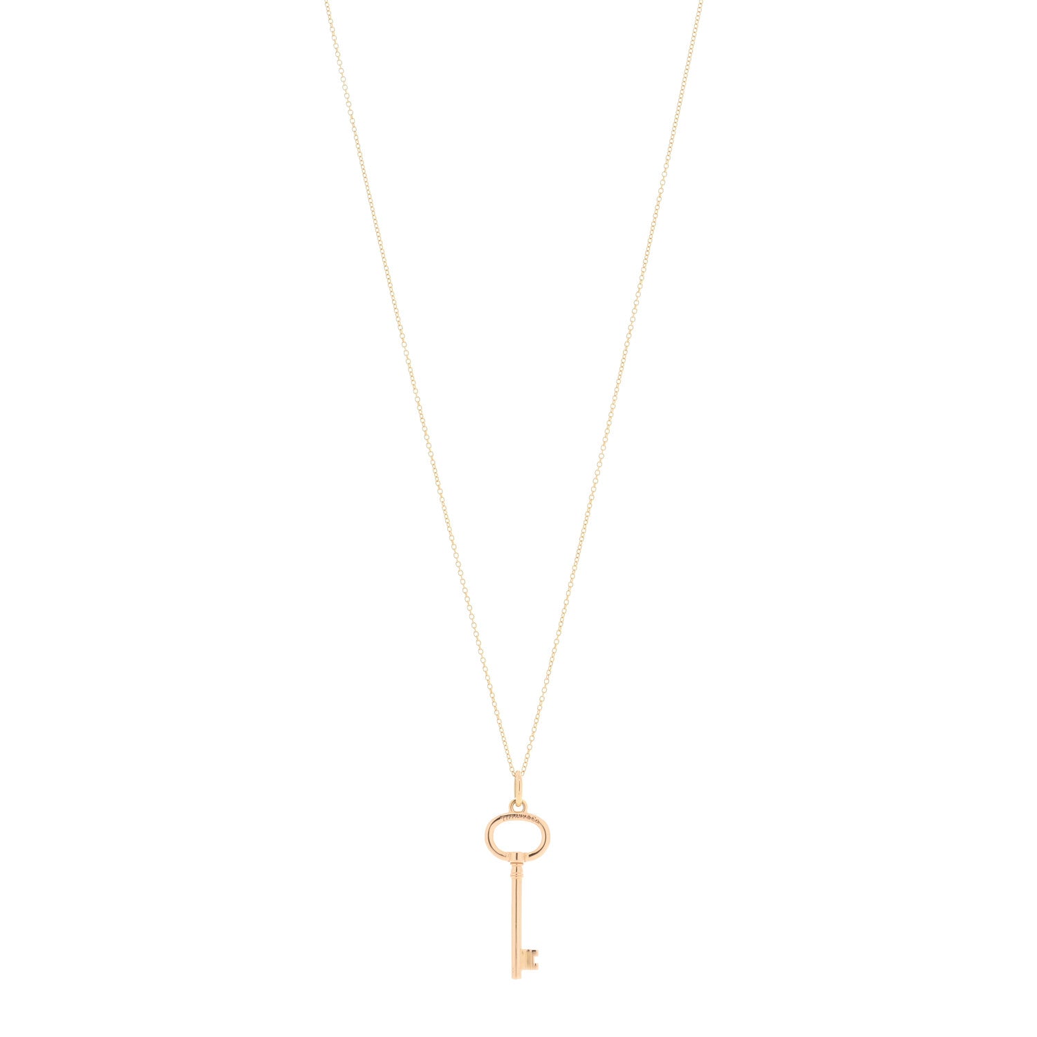 Tiffany 18K Rose Gold Small Oval Key Pendant Necklace 1 of 4