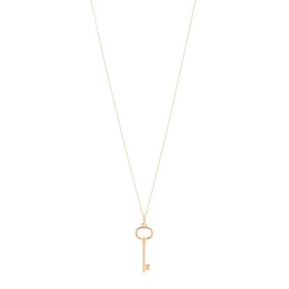 Tiffany 18K Rose Gold Small Oval Key Pendant Necklace 1 of 4