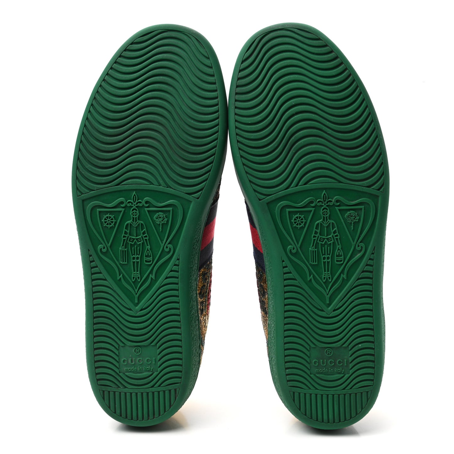 Jacquard Web Embroidered Womens New Ace Sneakers 35 Gold Green