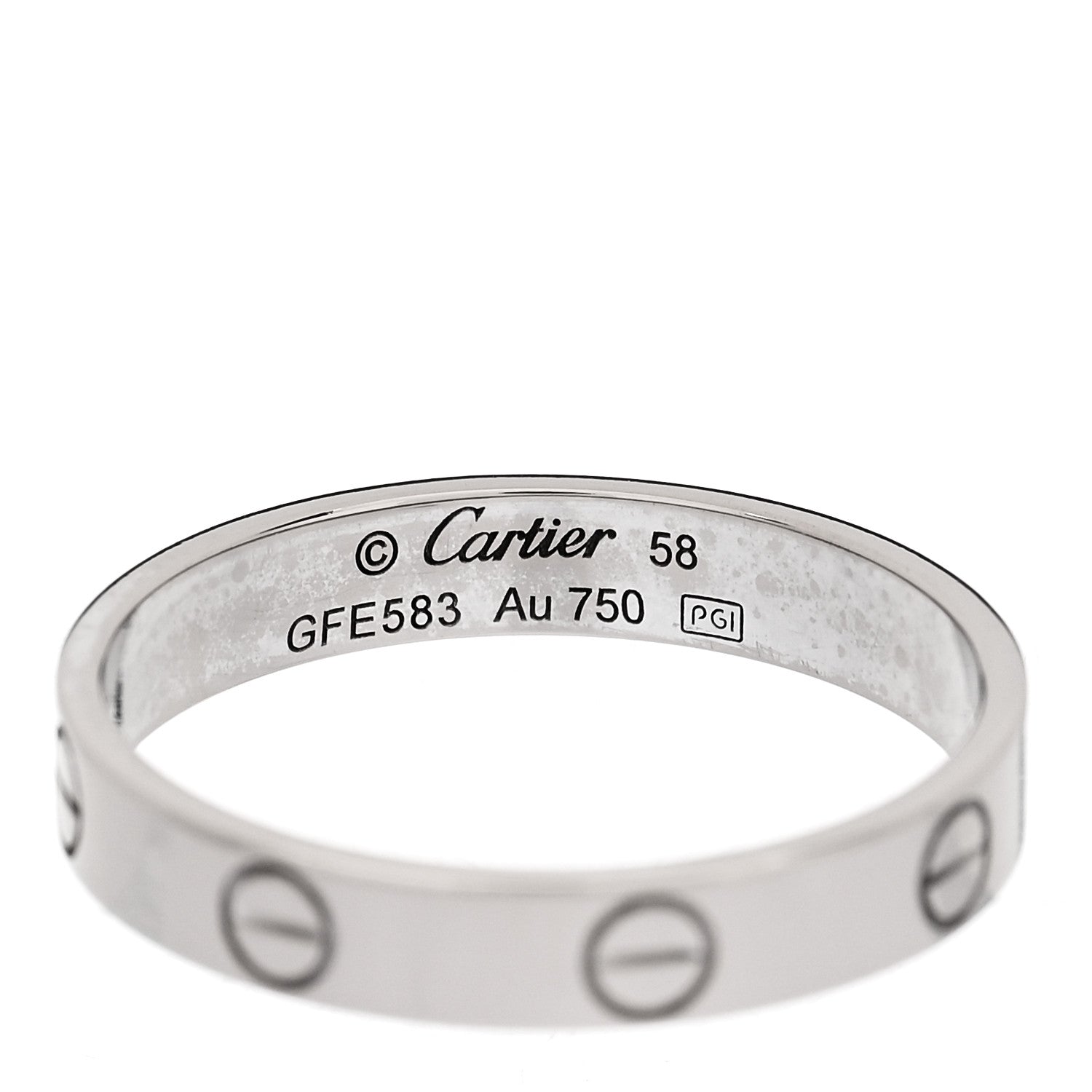 Cartier 18K White Gold 3.5mm LOVE Wedding Band Ring 58 8.25 4 of 5