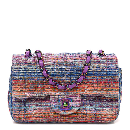 Chanel Tweed Quilted Mini Rectangular Flap Blue Pink Orange 1 of 11