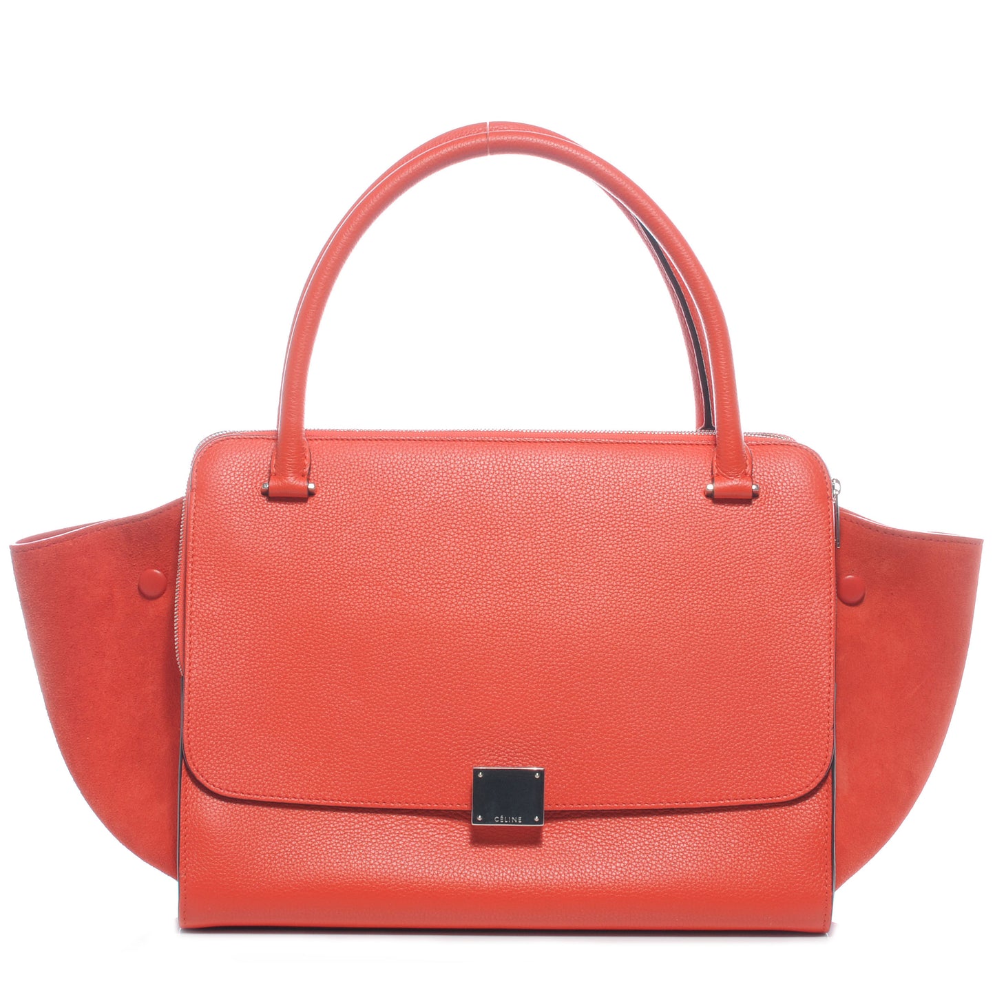 Drummed Calfskin Suede Double Zip Trapeze Vermillion