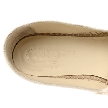 Chanel Linen CC Espadrilles 38 Beige Black 7 of 9