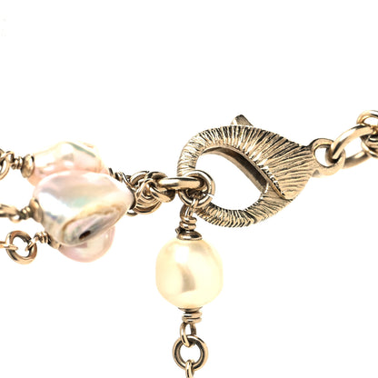 Chanel Pearl Beaded Enamel CC Long Necklace Gold Multicolor 4 of 5
