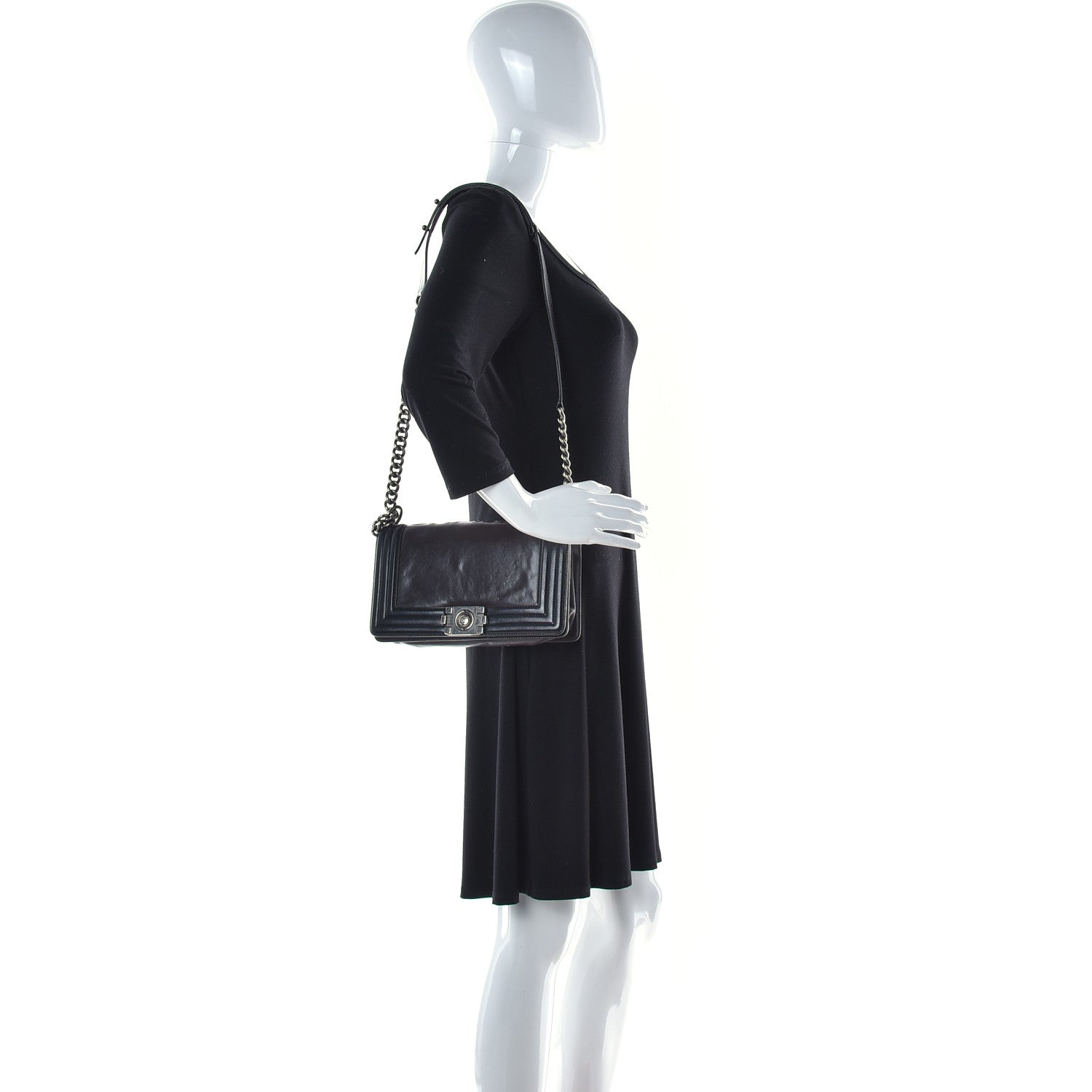 Chanel Glazed Calfskin Medium Boy Flap Black Brown 2 of 14