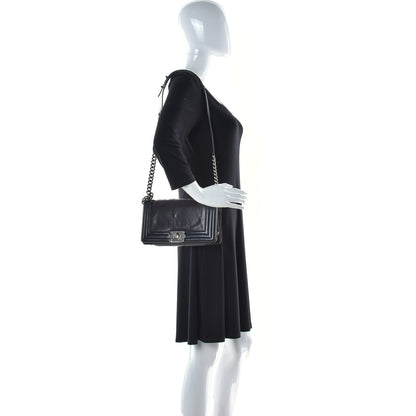 Chanel Glazed Calfskin Medium Boy Flap Black Brown 2 of 14
