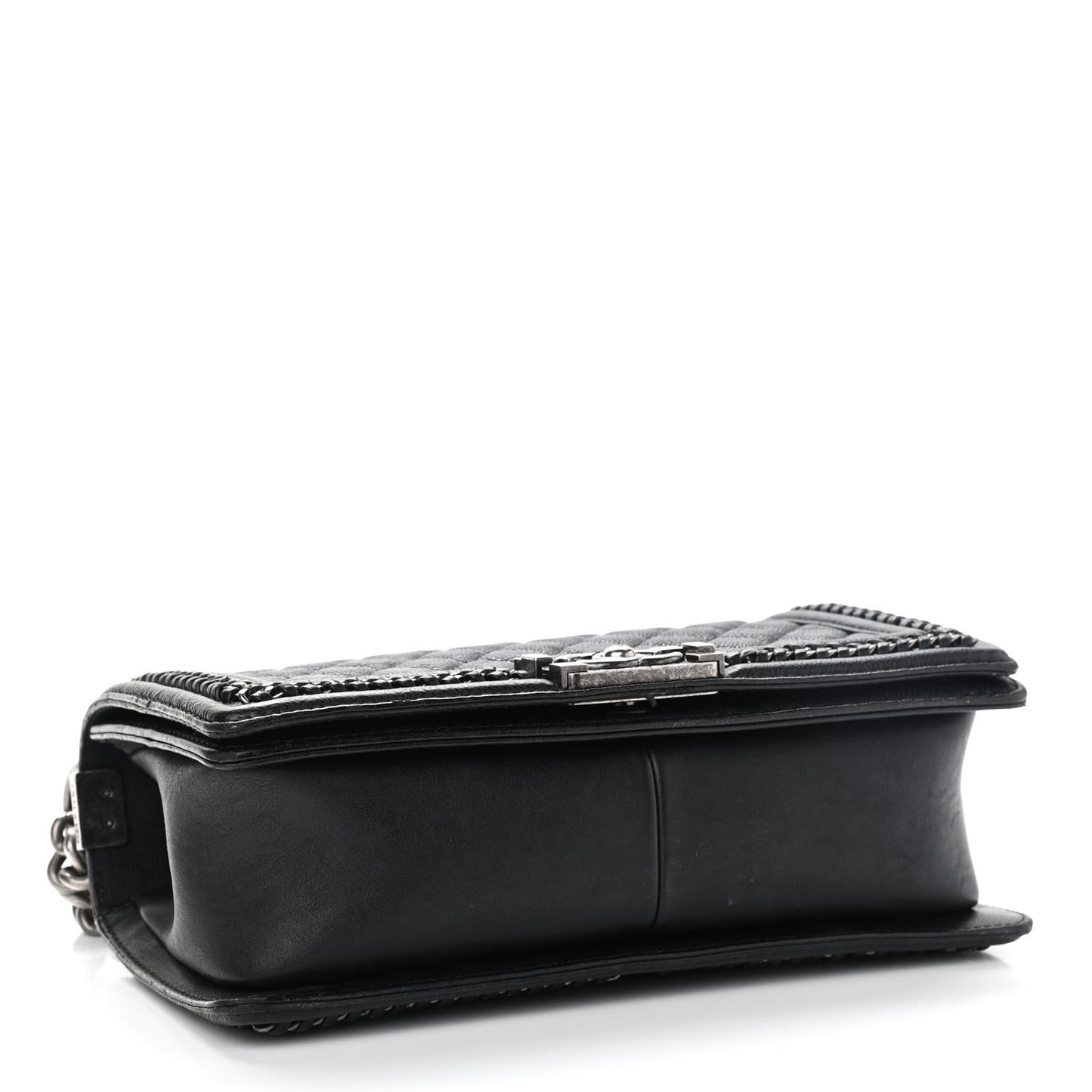 Goatskin Quilted Medium Boy Handle Flap Black