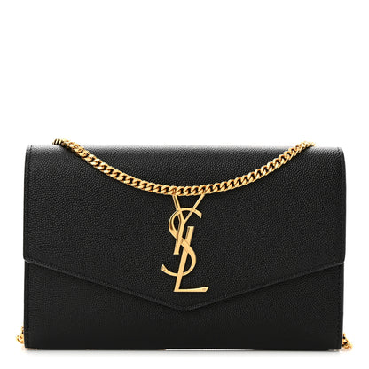 Saint Laurent Grain de Poudre Uptown Chain Wallet Black 1 of 14