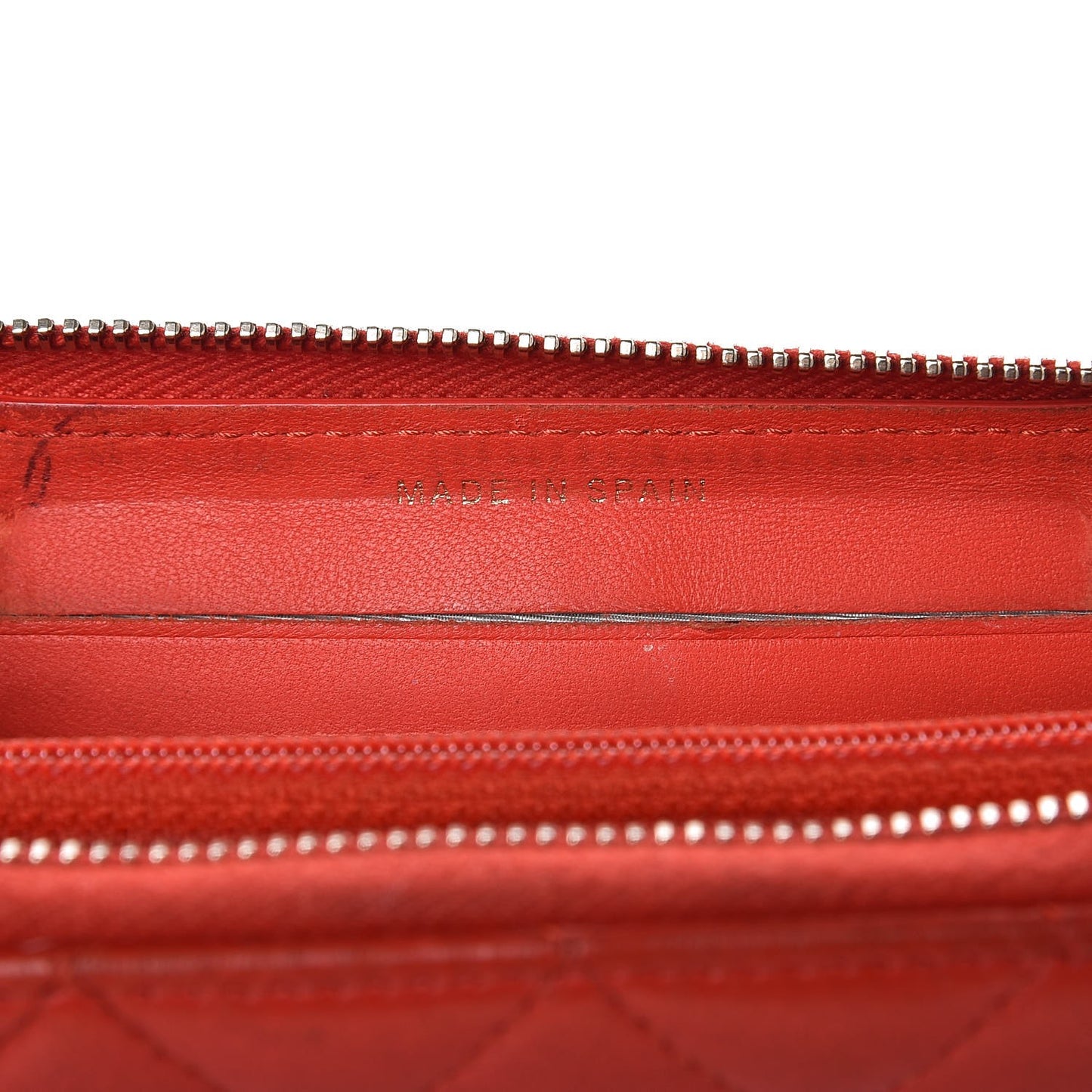 Lambskin Quilted Small Zip Around Wallet Red