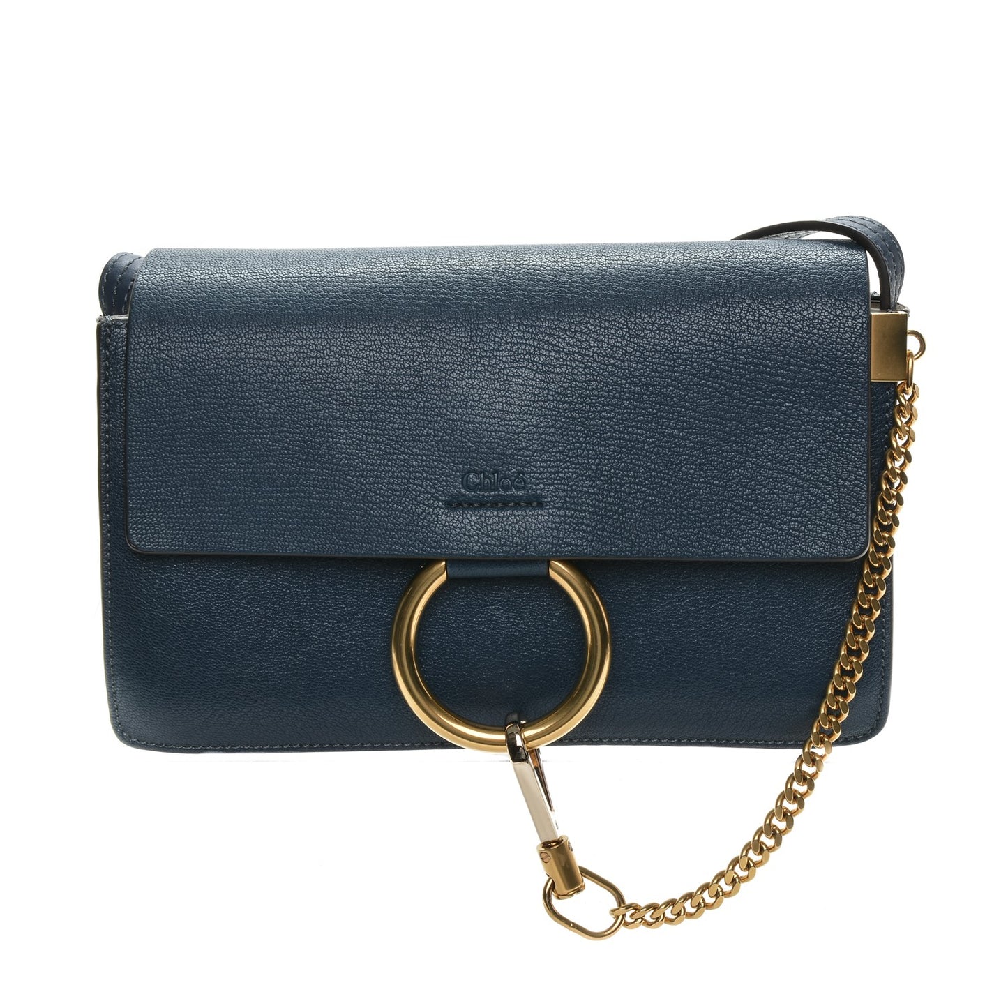 Calfskin Small Faye Shoulder Bag Denim Blue