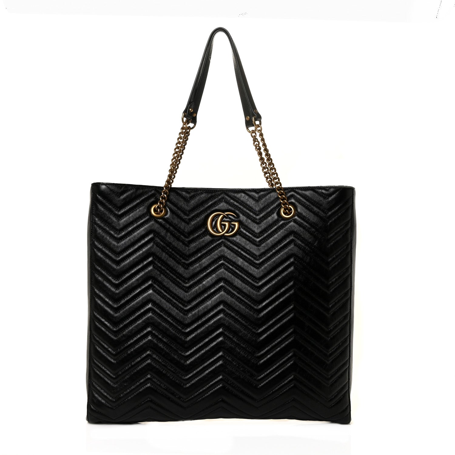 Gucci Azalea Calfskin Matelasse Large GG Marmont Slim Tote Black 1 of 9
