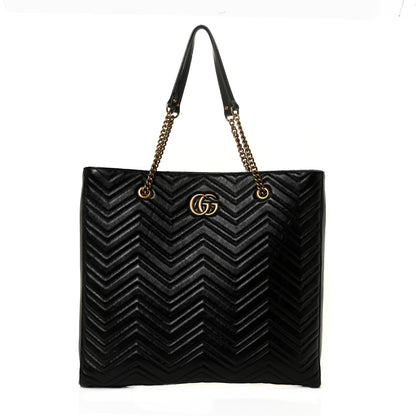 Gucci Azalea Calfskin Matelasse Large GG Marmont Slim Tote Black 1 of 9