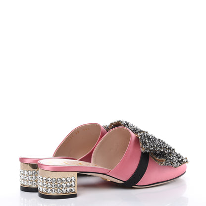 Gucci Silk Satin Crystal Embellished Bow Mules 38 Peonia 5 of 10
