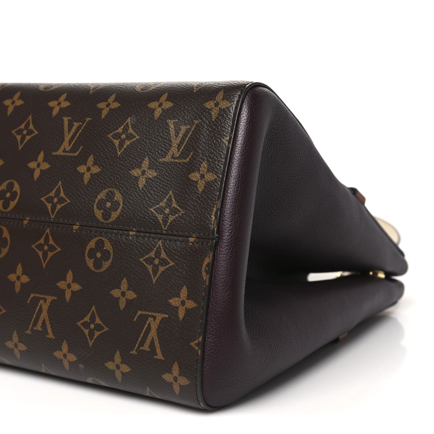 Calfskin Monogram Fold Tote MM Black Wine Cream