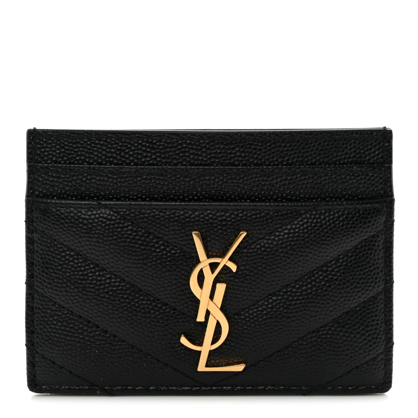 Grain De Poudre Matelasse Chevron Monogram Credit Card Case Black
