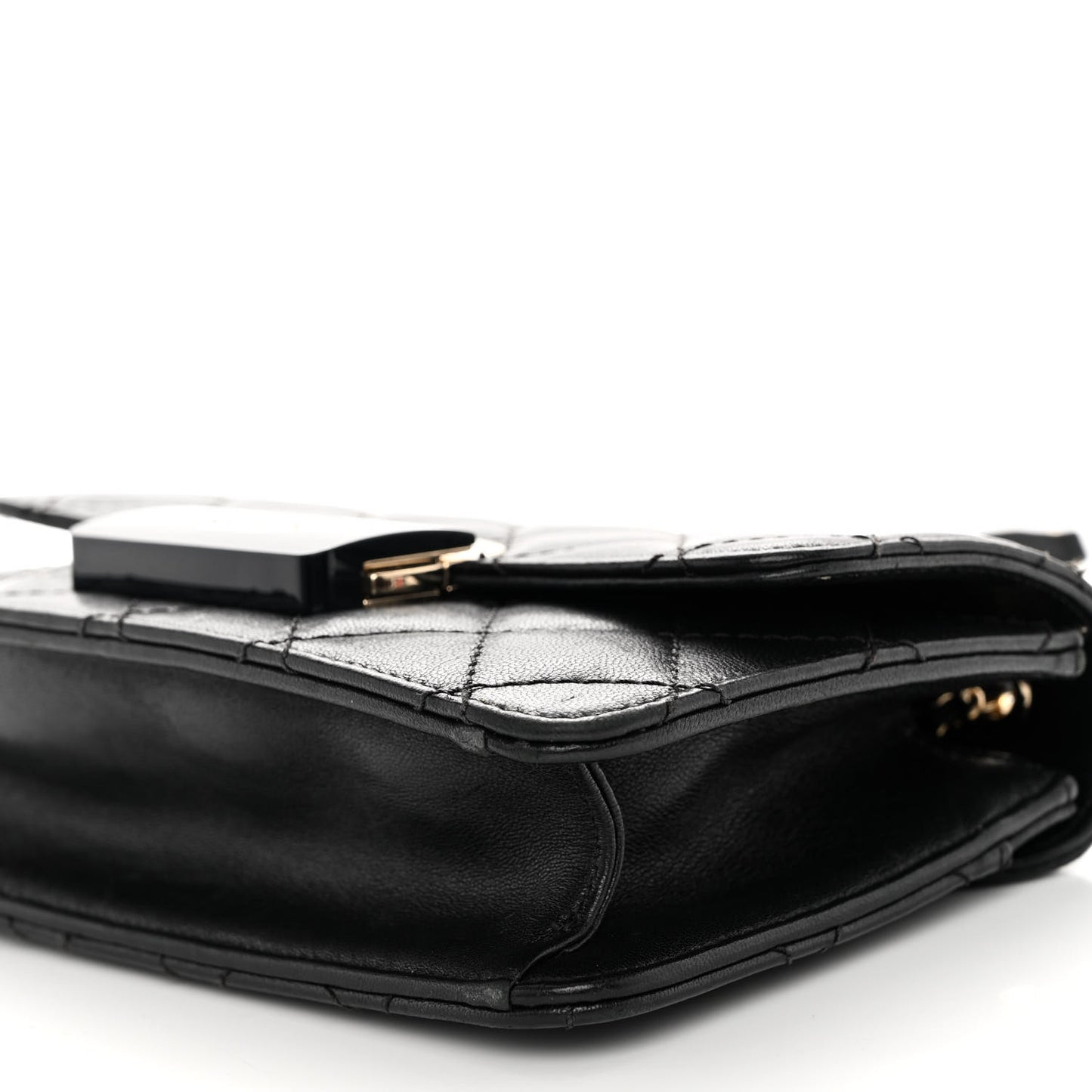 Sheepskin Quilted Mini Beauty Lock Flap Black