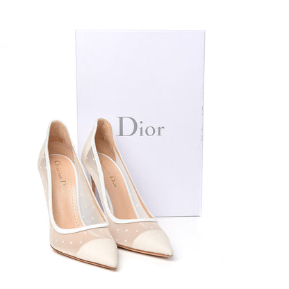 Christian Dior Mesh Plumetis Tulle D-Moi Pumps 38 White 7 of 7