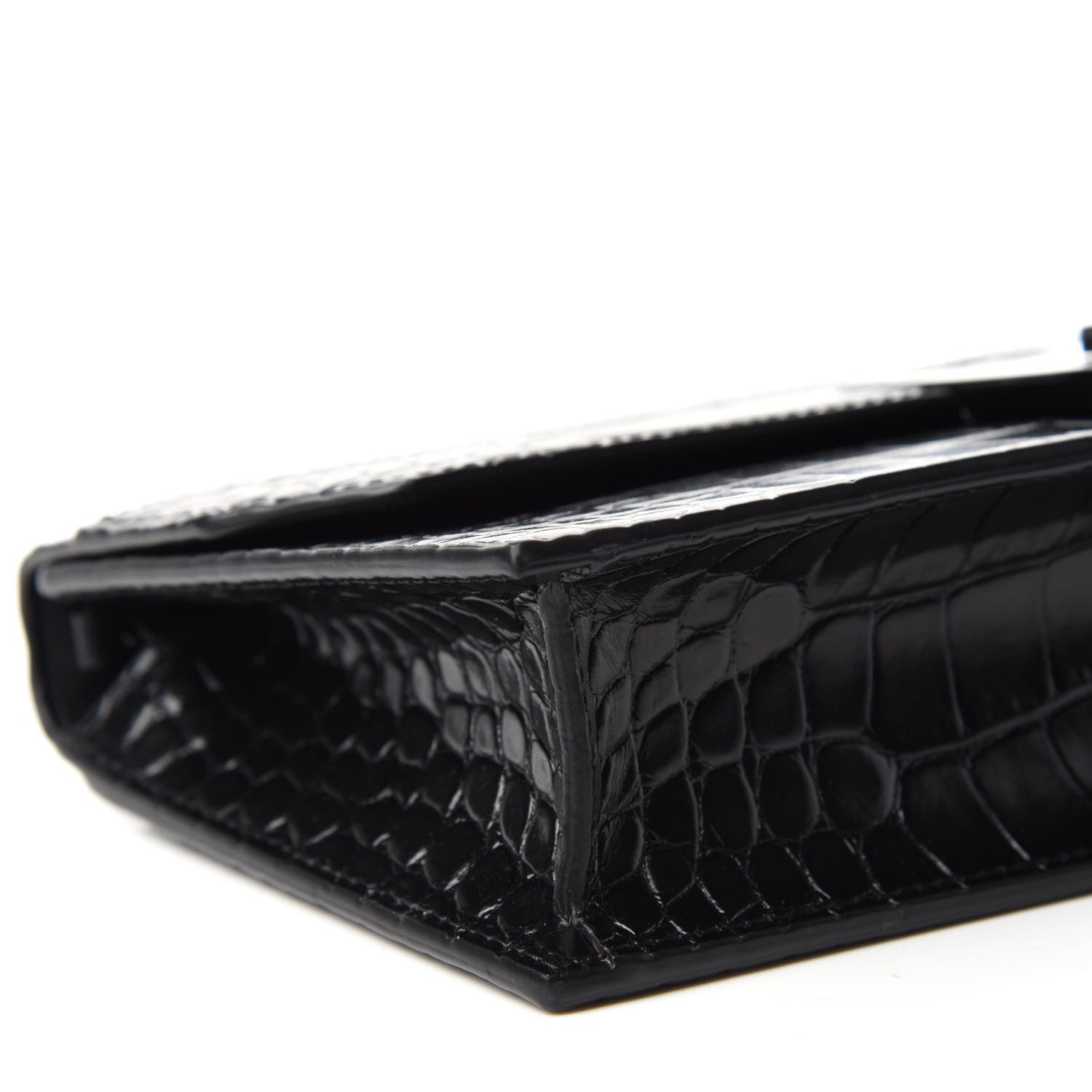 Christian Louboutin Calfskin Alligator Embossed Elisa Baguette Black 6 of 9