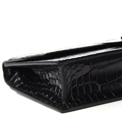 Christian Louboutin Calfskin Alligator Embossed Elisa Baguette Black 6 of 9