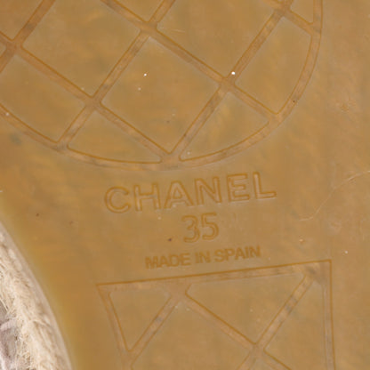 Chanel Grained Calfskin CC Espadrilles 35 Beige Black 6 of 9