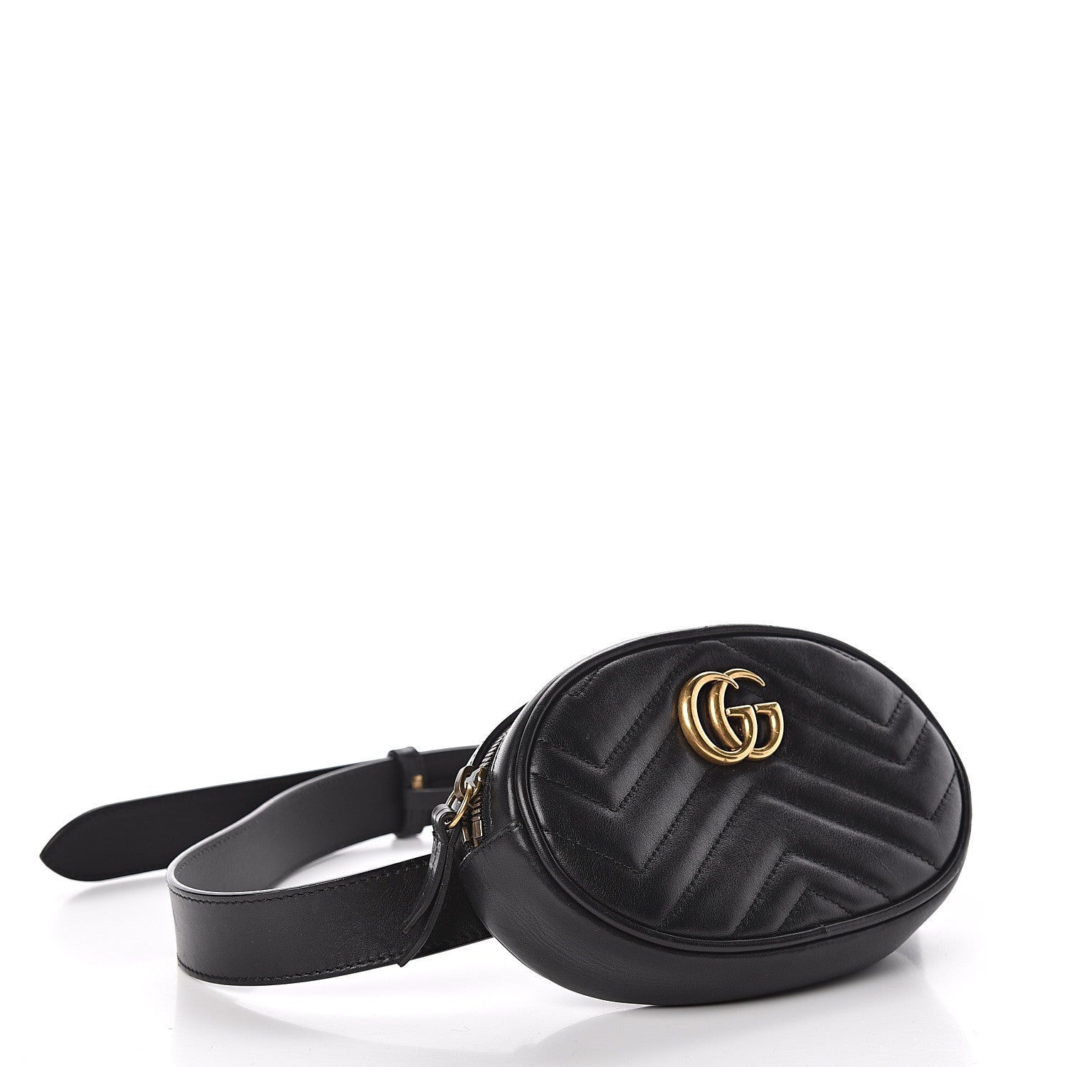 Gucci Calfskin Matelasse GG Marmont Belt Bag 85 34 Black 4 of 12