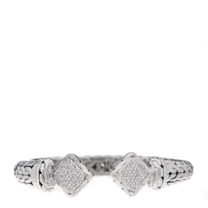 John Hardy Sterling Silver Diamond Classic Chain Square Kick Cuff Bracelet 1 of 5
