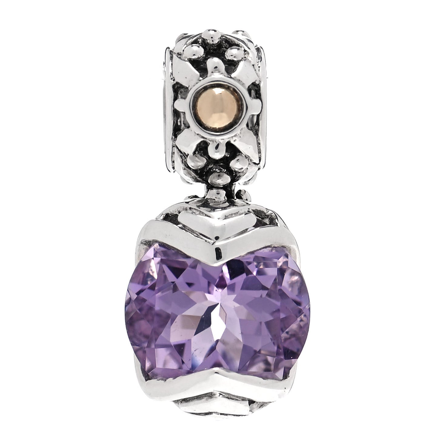 Sterling Silver 18K Yellow Gold Amethyst Dot Pendant
