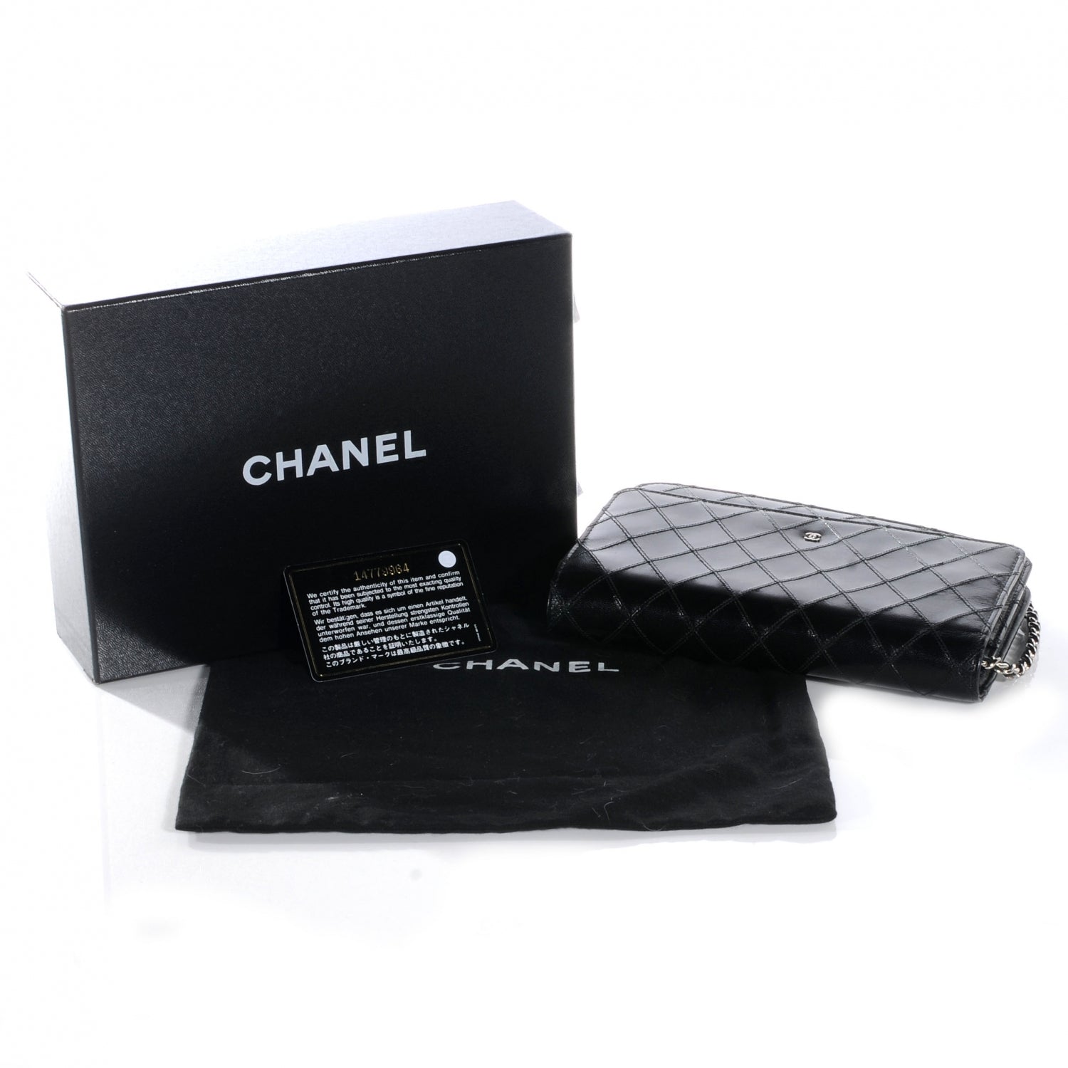 Chanel Calfskin Diamond Stitch Wallet On Chain WOC Black 8 of 8