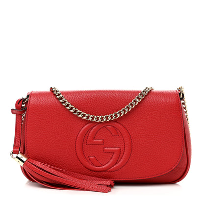 Gucci Pebbled Calfskin Medium Soho Flap Crossbody Vibrant Red 1 of 8