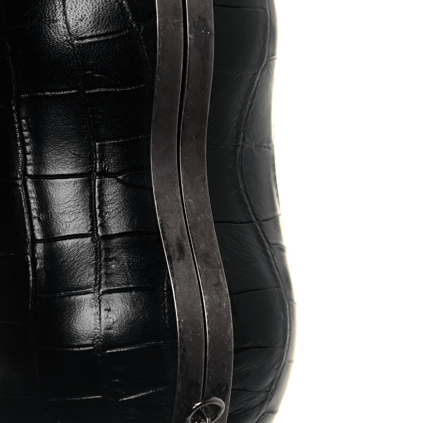 Calfskin Crocodile Embossed Monogram Love Box Bag Black
