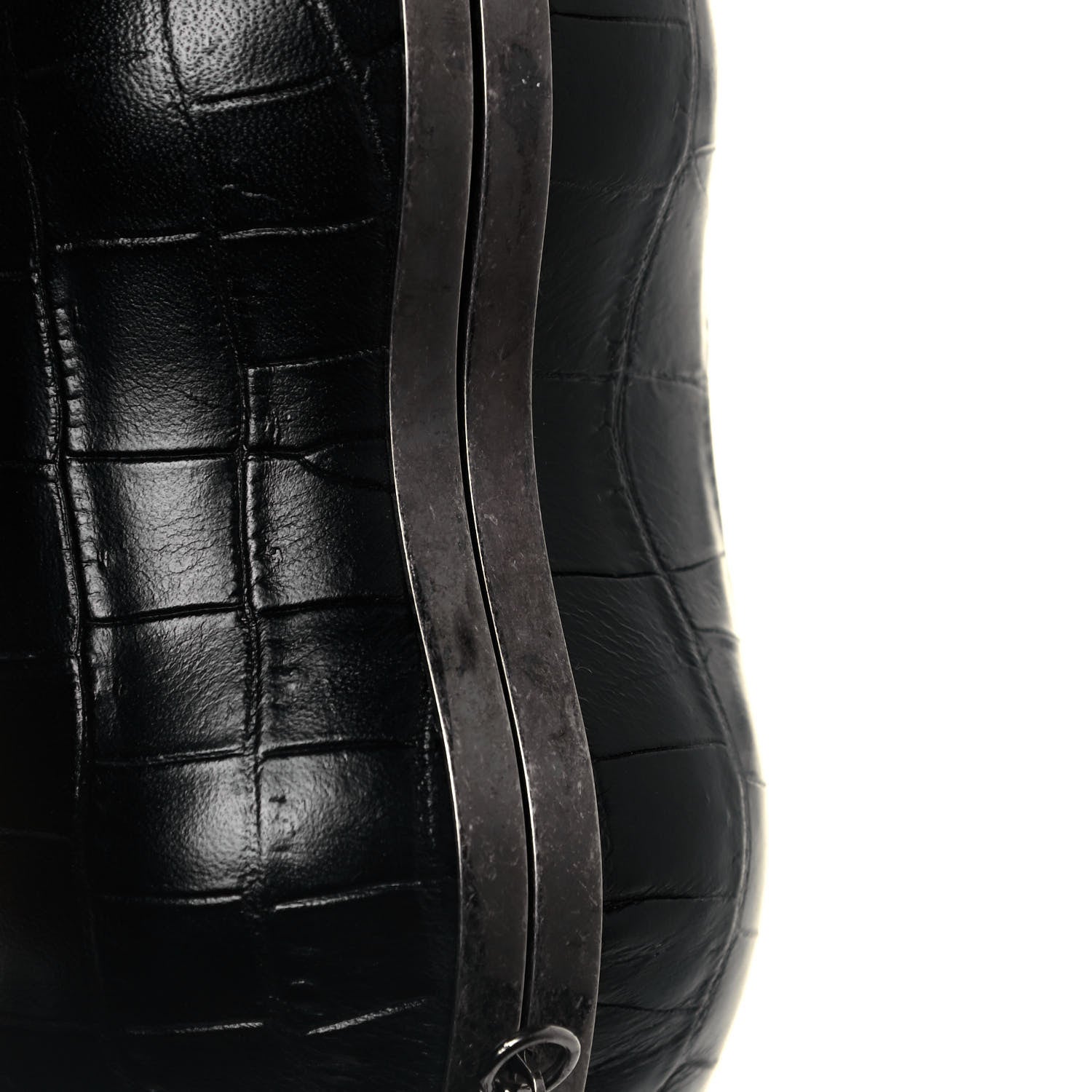 Saint Laurent Calfskin Crocodile Embossed Monogram Love Box Bag Black 11 of 12